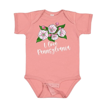 

Inktastic I Love Pennsylvania Mountain Laurel Flowers Gift Baby Boy or Baby Girl Bodysuit