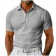 thumbnail image 1 of Camiseta de manga corta slim con solapa para hombre: poliéster, tallas grandes, estilo europeo/estadounidense, S-XXXL, 104-129 cm de pecho, para todas las ocasiones., 1 of 7