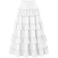 thumbnail image 4 of TrdSipl Women's Skirts Drawstring Medieval Skirt Retro Boho Flowy Midi Skirts A-Line Ruffle Hem Halloween Party Ren Faire Costume White S, 4 of 8