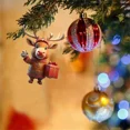 thumbnail image 3 of Colgante de árbol de Navidad con muñeco de nieve de Papá Noel y dibujos animados de acrílico 2D, adorno colgante bonito para Navidad, regalo de Año Nuevo 2025 para el hogar, 3 of 5