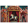 thumbnail image 1 of Colorful Theme Circus Banner Clown Design Decorative Elements Red Curtains Party Decoration Carnival for Kids Party Indoor Decoration Birthday Celebration, 1 of 5