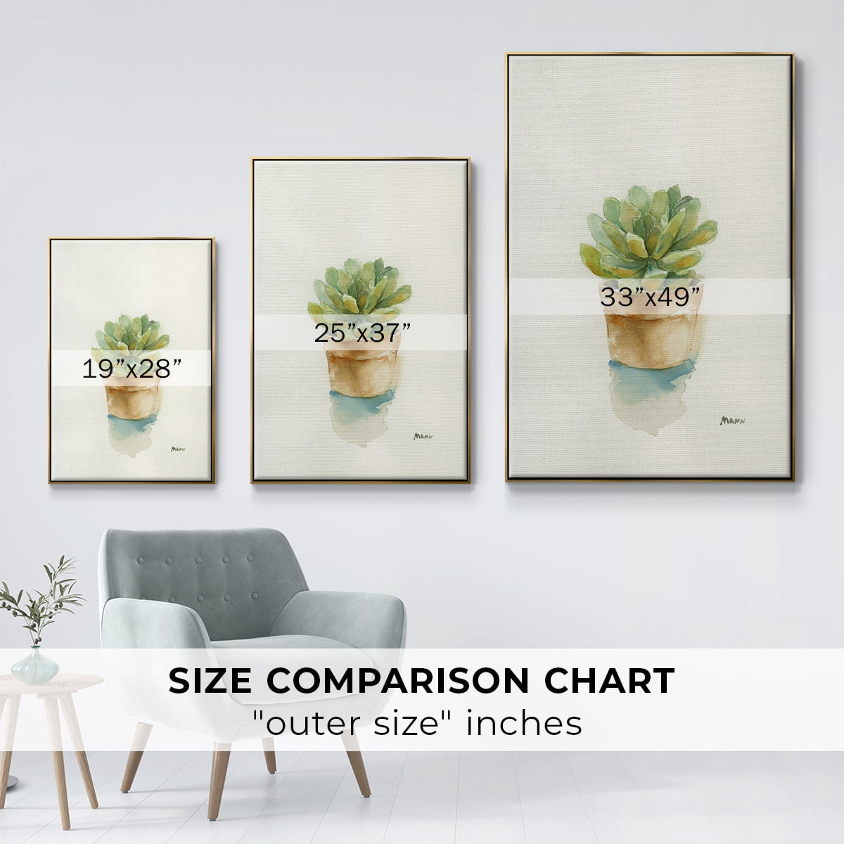 Succulent II Framed Premium Gallery Wrapped Canvas - Ready to Hang - 25 x 37 - Gold Floating Frame