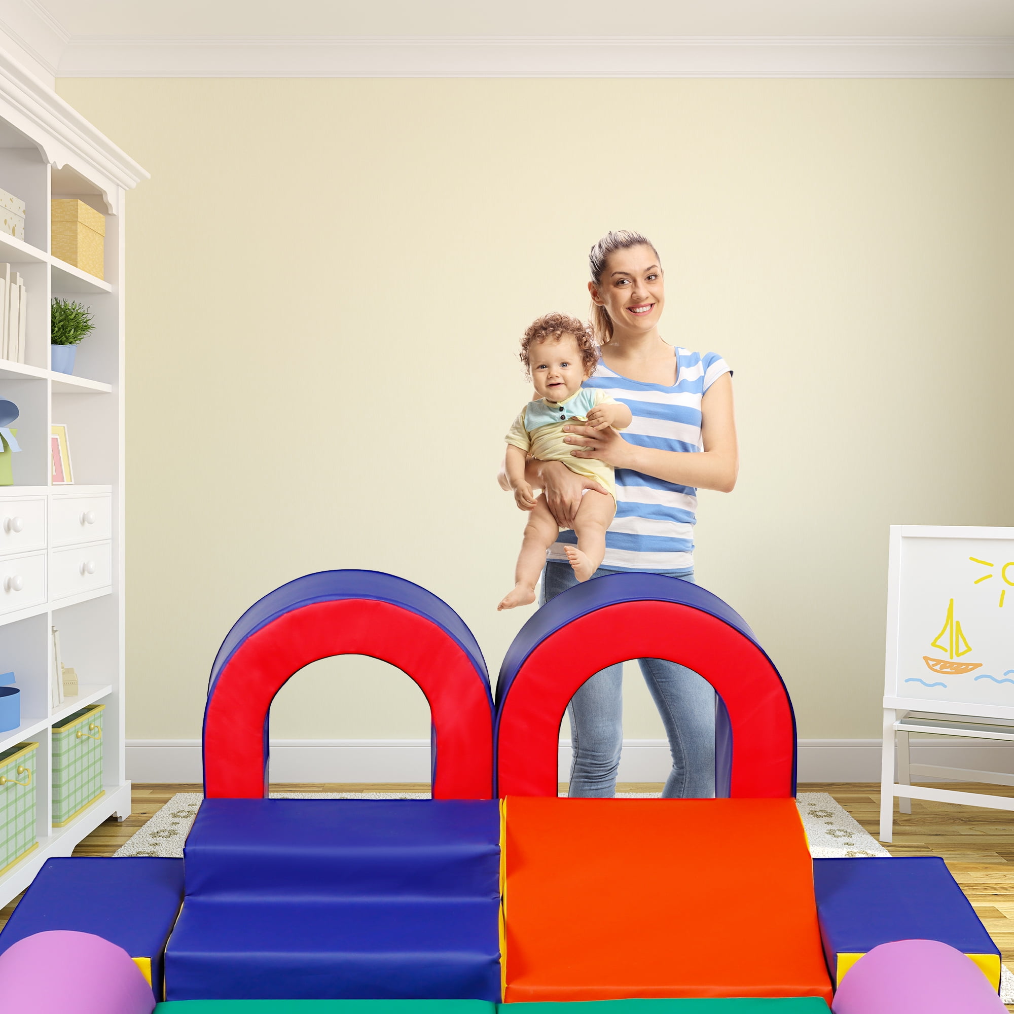 LINLUX 10-Piece Toddler Climbing Foam Block, Soft Foam Building Blocks for Kids, Baby Climbing Toys