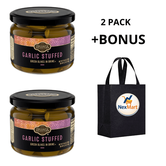 Private Selection Green Olives Garlic Stuffed 10.6 Oz , 2 Pack