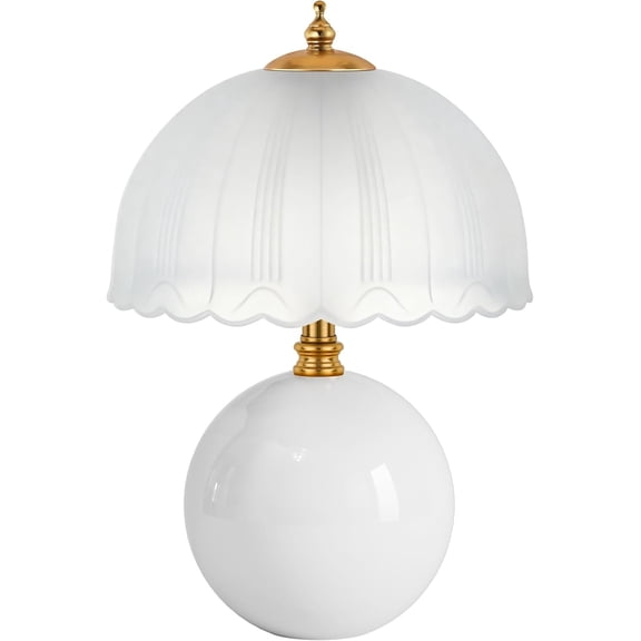 XIHAMA Mushroom Table Lamp, Ceramic Bedside Lamp with Glass Shade, 3‑Way Lighting 2700K‑5000K Rocker Switch, Small Nightstand Lamp for Bedroom Living Room Office, White