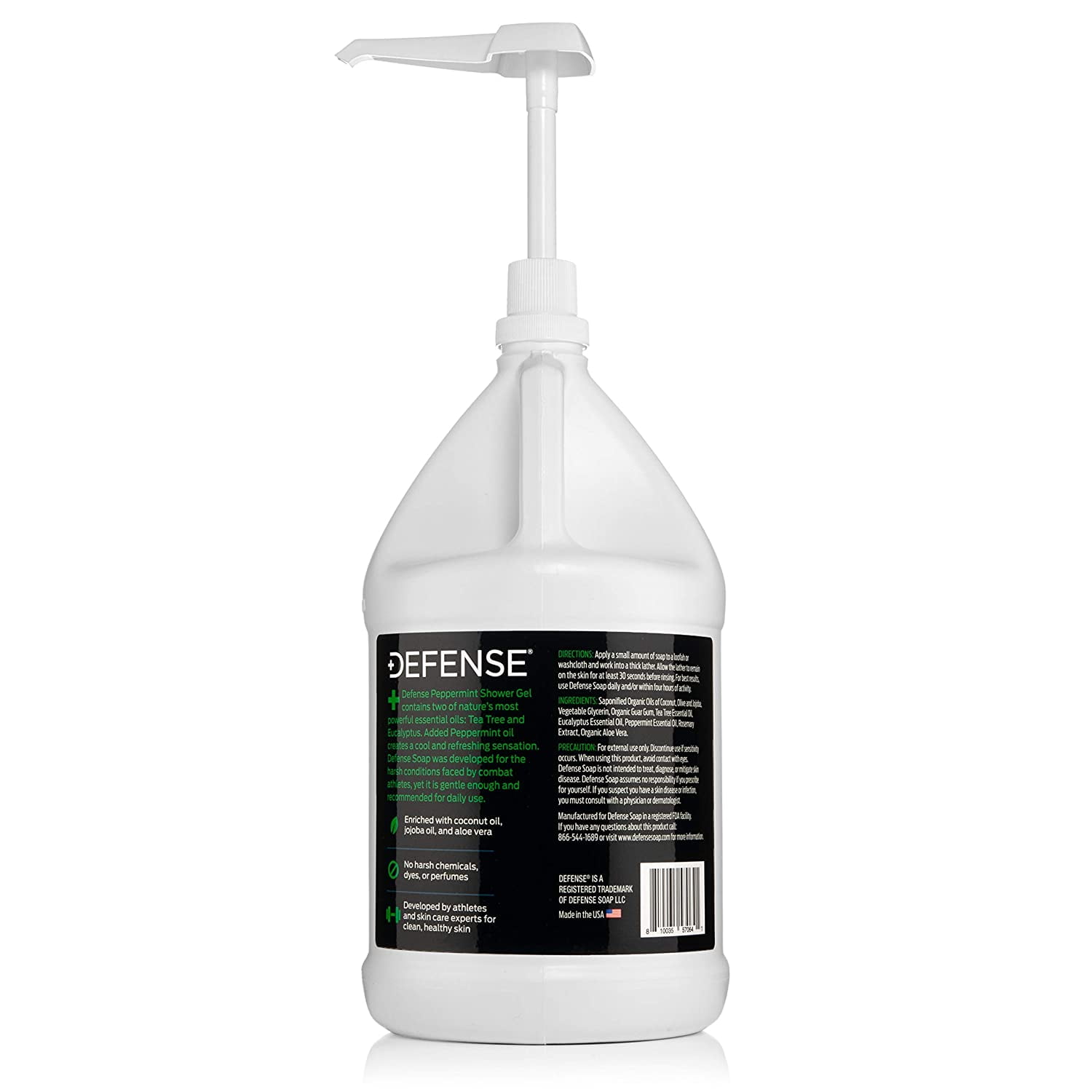 Defense Soap Peppermint Tea Tree Body Wash Shower Gel 1 Gallon (128 Fl Oz) | Organic Tea Tree Oil & Eucalyptus | Wrestling, BJJ & Gym Soap for Athletes