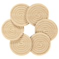thumbnail image 2 of Haosy Set of 6 Drink Woven Coaster with Holder Heat Resistant Non-Slip Bar Coasters 4 Inches Soft Light Yellow Wood Grain, 2 of 7