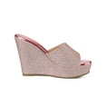 thumbnail image 3 of BLISSFUL STEP Sandales à Talons Compensés à Enfiler à Plateforme Pailletée pour Femmes Rose 6,5, 3 of 7