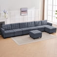 thumbnail image 1 of ZAFLY U/L Shaped Couch Set with Storage Ottoman, Modular Sectional Sofa for Living Room, Gray, 1 of 5