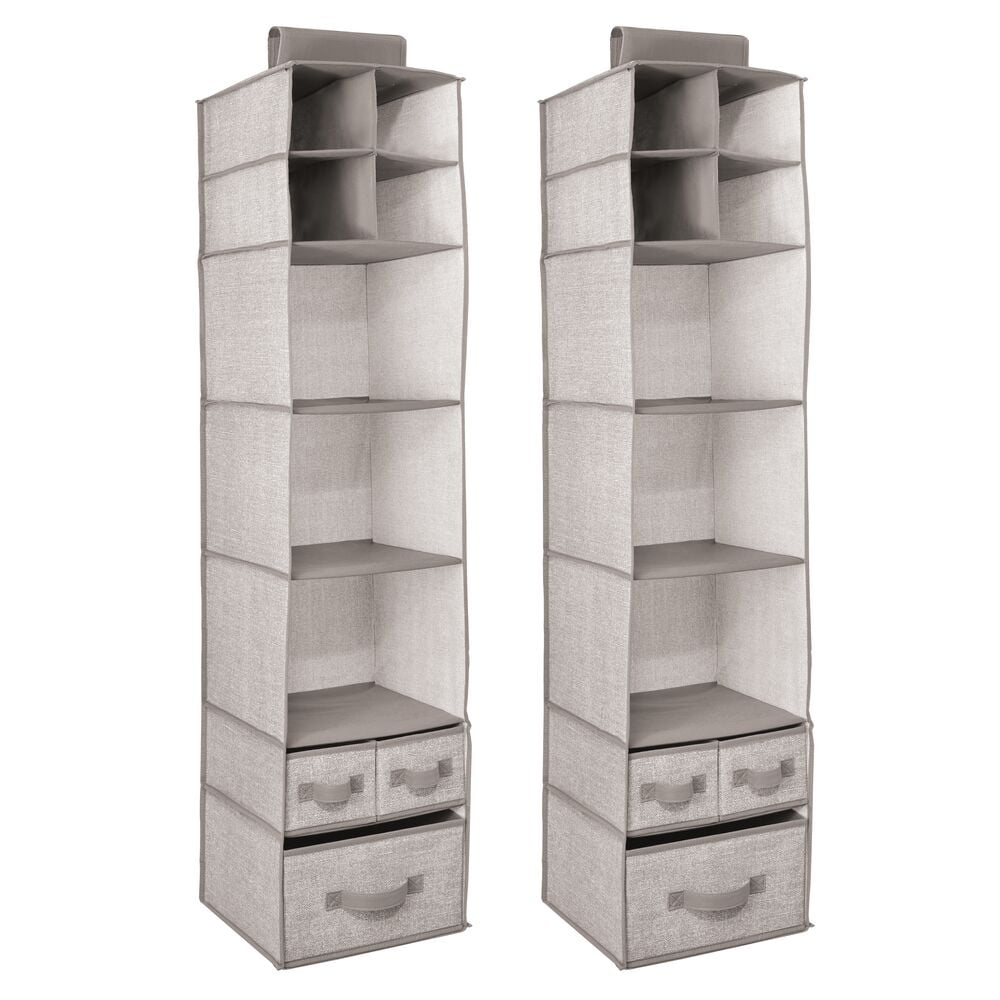 mDesign Over Closet Rod Nursery Storage Organizer with Drawers, 2 Pack