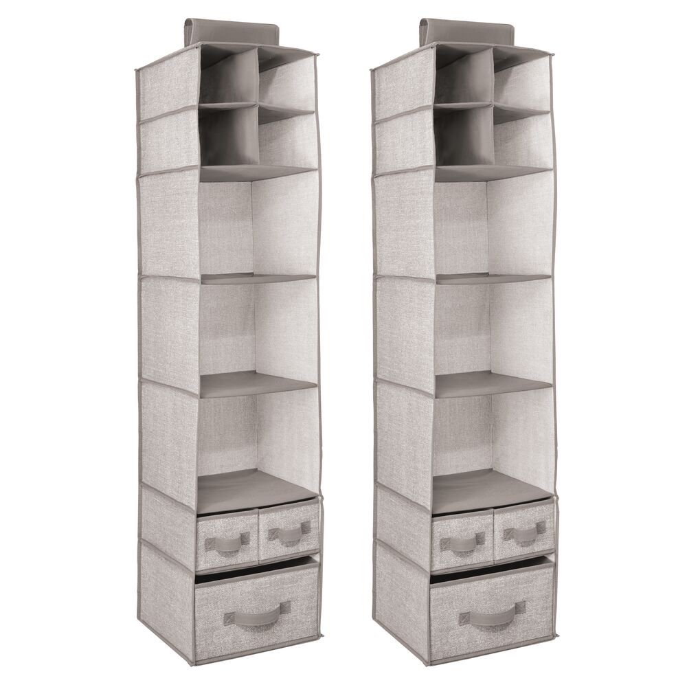 mDesign Over Closet Rod Nursery Storage Organizer with Drawers, 2 Pack