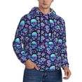 thumbnail image 2 of Sikiie Blue Flower Skull Men's Hoodie, Essentials Hoodie, Sweatshirt, Pullover Hooded Sweatshirt for Men-X-Large, 2 of 7