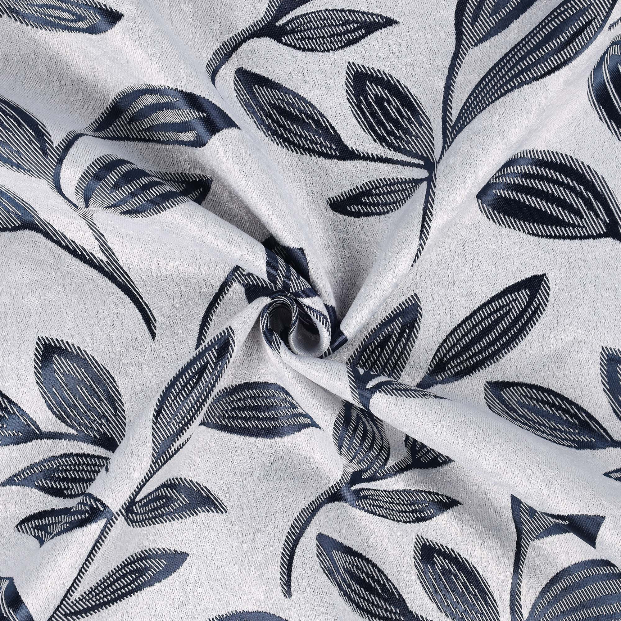 Superior Blackout Leaves Curtains Set of 2, Light Filtering Rod Pocket Curtain Panel Set, White-Navy Blue, 26"W x 63"L