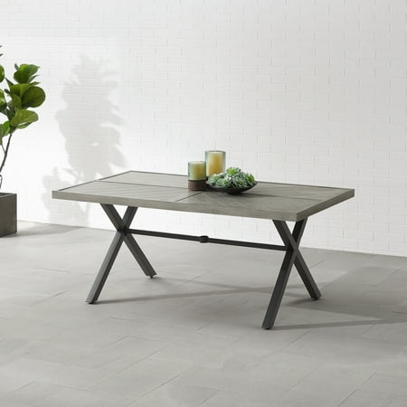 Crosley Furniture Otto 6-Person Rectangular Outdoor Dining Table with Umbrella Hole for Outside Patio
