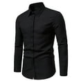 thumbnail image 2 of BiZtdJrK Mens Long Sleeve Button Down Shirts Slim Fit Casual Business Shirt Wrinkle Free Formal Dress Shirts Solid Textured Shirt 2024 Black M, 2 of 7