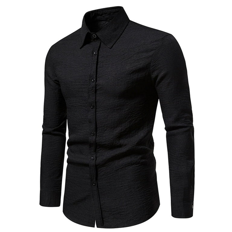 Jalioing Men's Dress Shirt Solid Color Lapel Business Shirts Long Sleeved Single-Breasted Slim Dressy Blouse (Medium, Black) - Walmart.com Jalioing Men's Dress Shirt Solid Color Lapel Business Shirts Long Sleeved Single-Breasted Slim Dressy Blouse (Medium, Black) - Walmart.com