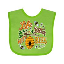 Inktastic Life is Better with Bees with Beehive Illustration Boys or Girls Baby Bib