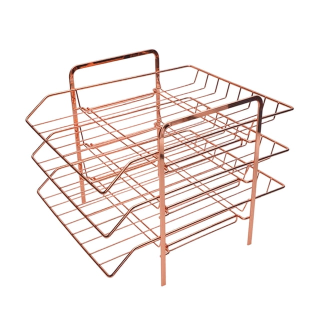 Bandeja archivadora de escritorio con 3 compartimentos, separadores, espacio para guardar archivos, cartas y cuadernos; ideal para la escuela y la ofi