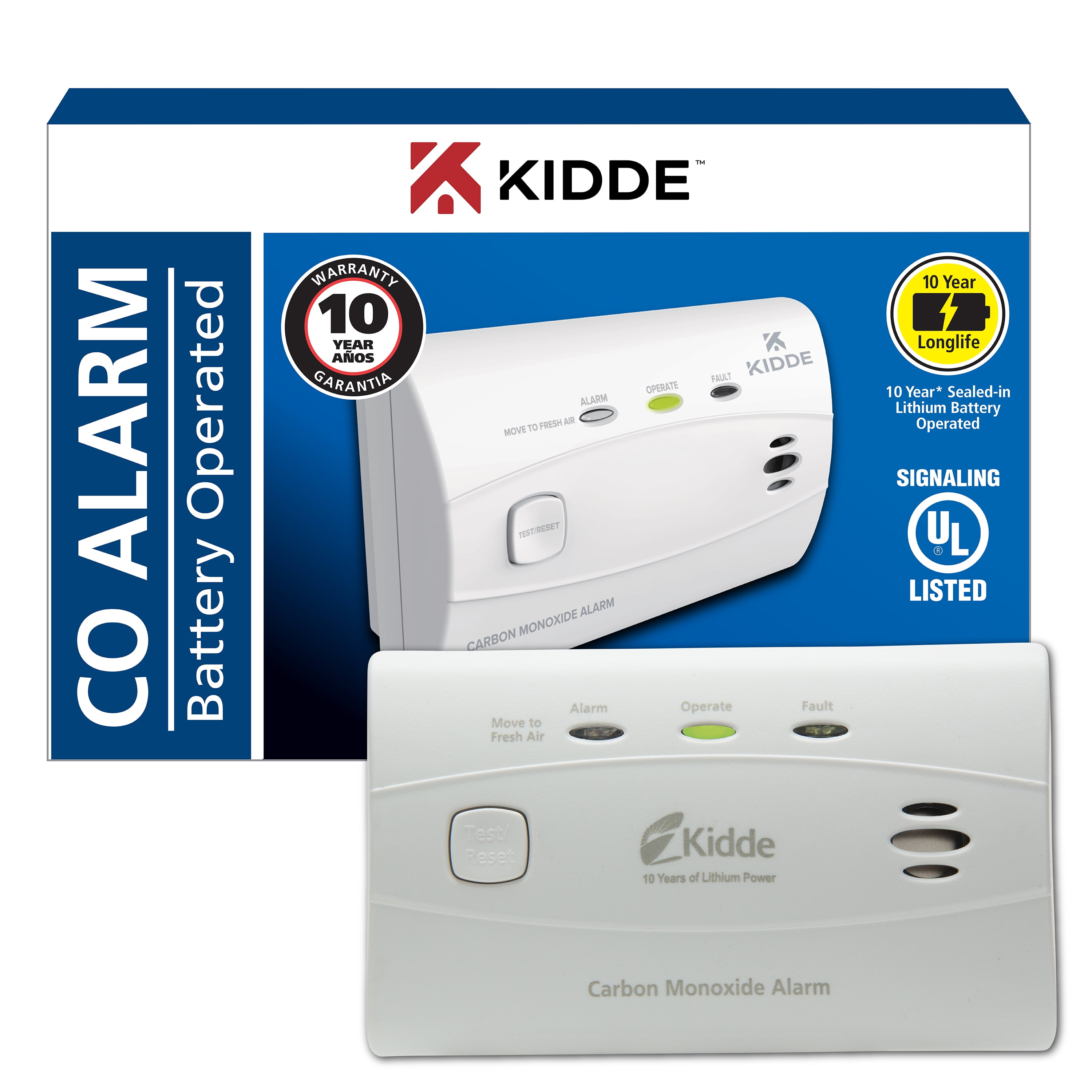 (2 pack) Kidde Battery-Powered Electrochemical Carbon Monoxide Detector