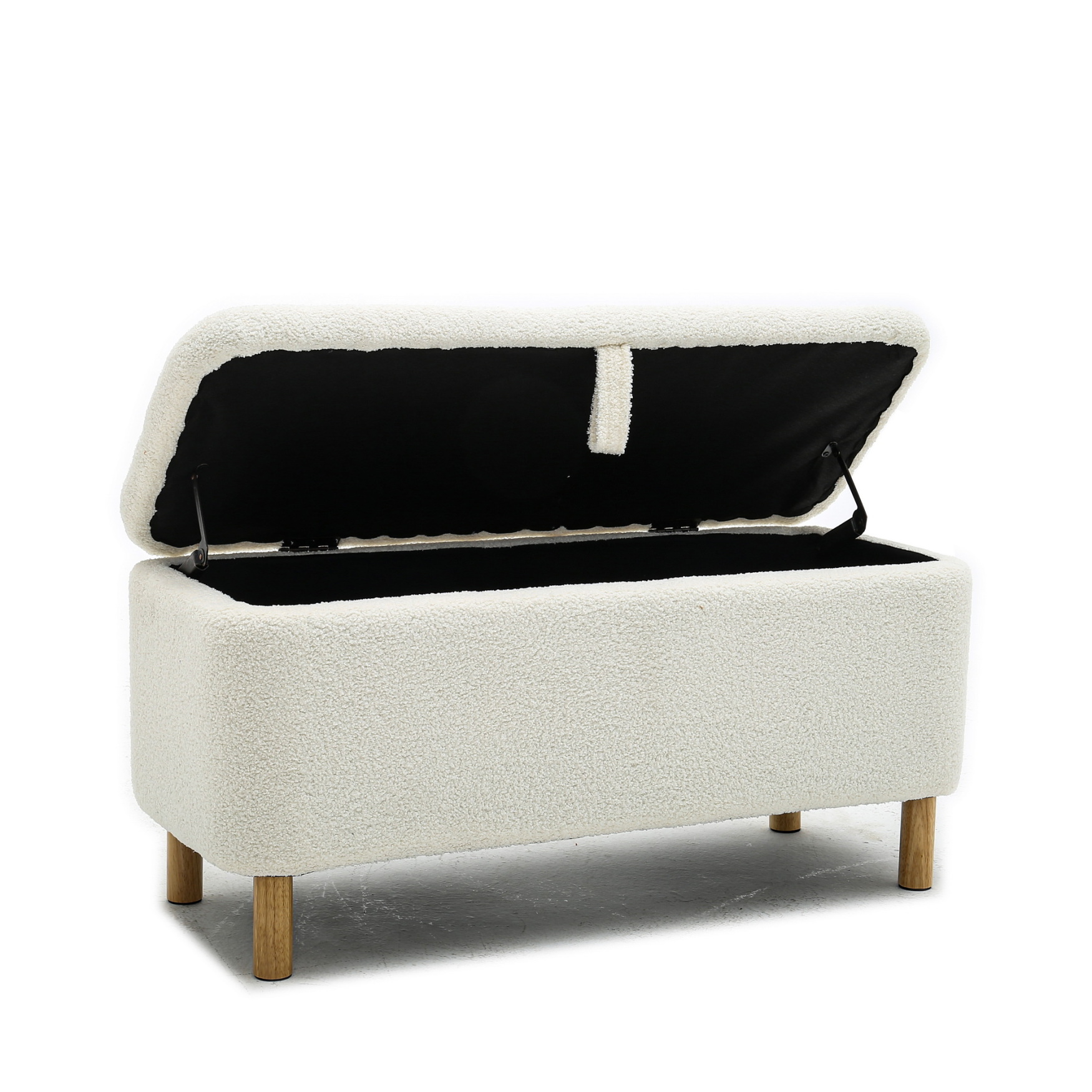 Basics Upholstered Storage Ottoman and Entryway Bench, Rectangular End of Bed Bench with Wood