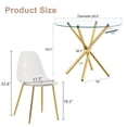 thumbnail image 3 of Hi loPres 36.6-Inch Round Glass Dining Table Set for 4, Modern Gold Metal Legs with Transparent Chairs, 5-Piece Kitchen Room Furniture, 3 of 9