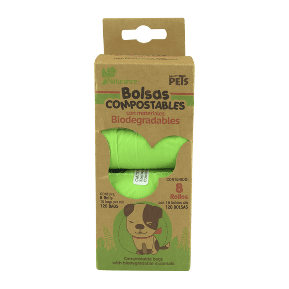 BOLSAS SANITARIAS BIODEGRADABLES 8 ROLLOS / 120 BOLSAS