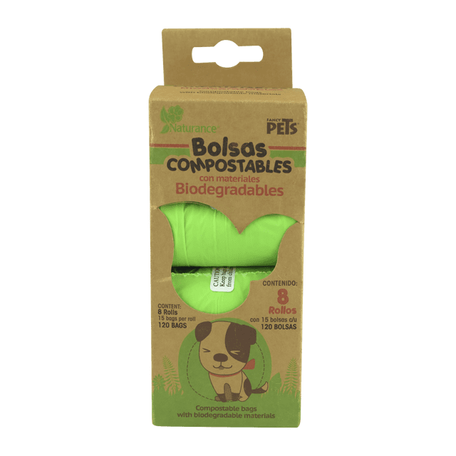 BOLSAS SANITARIAS BIODEGRADABLES 8 ROLLOS / 120 BOLSAS