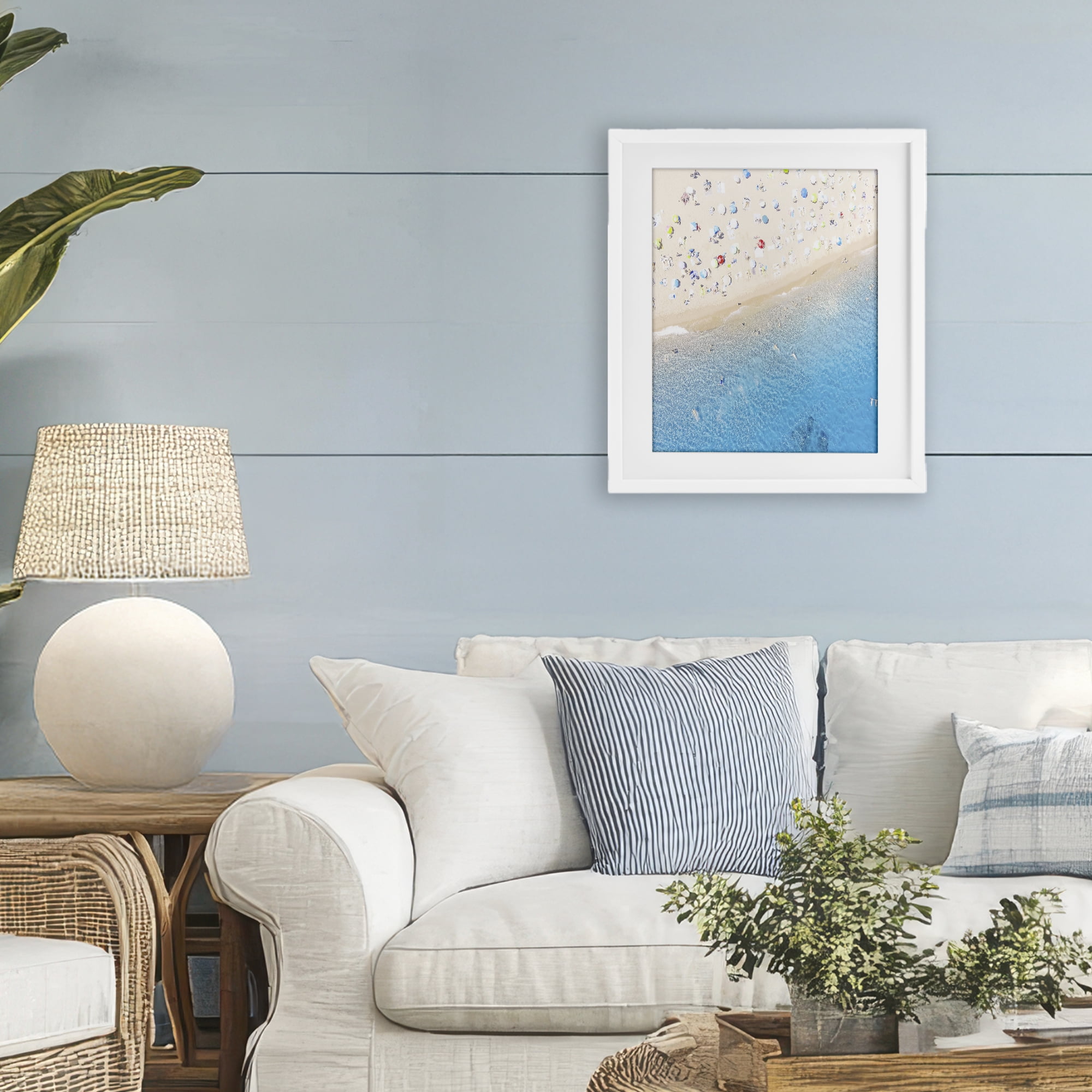 Stupell Industries Happy Beach in Summer White Framed Print Under Glass, design by Leah Straatsma