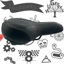 HUGEOAKS Comfortable Bicycle Seat for Men and Women, Bike Seat with Dual Shock Absorbing Ball, Thick Memory Foam and Tail Light, Suitable for Mountain/Road/Stationary Exercise Bike