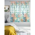 thumbnail image 3 of Summer Beach Sheer Curtains 2 Panels Set Ocean Colorful Coral Shell Seaweed Starfish Green Plaid Sheer Window Curtains Light Filtering Rod Pocket Voile Drapes for Bedroom Living Room 52"X72", 3 of 8