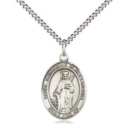 Extel Medium Oval Pewter St. Catherine of Alexandria Pendant with 18" chain, Made in USA