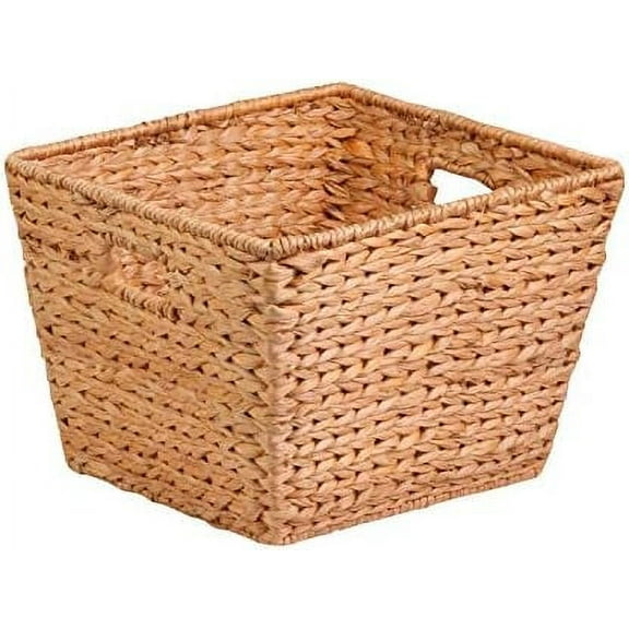 Water Hyacinth Storage Baskets - Durable Wicker Basket with Handle for Organizing Home Essentials, Ideal for Pantry Organizers and Storage & Blanket Basket, Large, 15"x15"x12", Natural