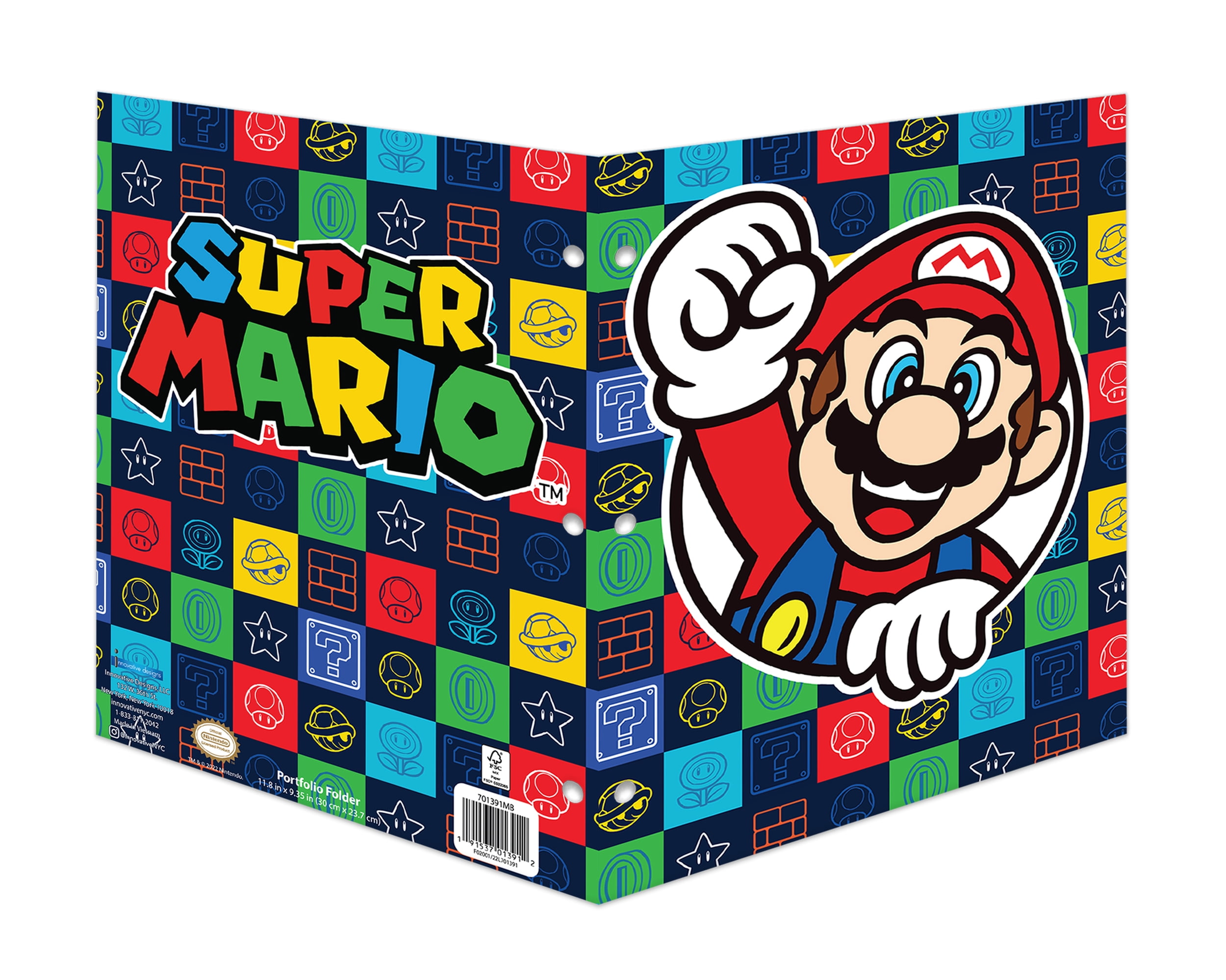 Nintendo Super Mario Brothers 2-Pocket Paper Folder, 3-Hole Punched