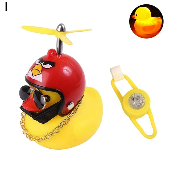 Bird vibration light + fixing belt - bicycle style little yellow duck car ornaments on the car, the same social network celebrity helmet on the car, motorcycle outer wind-breaking duck car