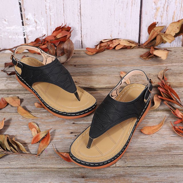 Sandalias clásicas Zapatos casuales para mujer, zapatos de ocio a la moda, regalo para amigos y familiares (negro 10)