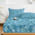 thumbnail image 6 of Queen Size Fitted Sheet Set - Blue Geometric 3 Piece Bedding Sets 16" Deep Pocket Fitted Sheet with 2 Pillowcases, Country Chic Abstract Gradient Motifs Brushed Microfiber Hotel Luxury Bed Sheets, 6 of 9