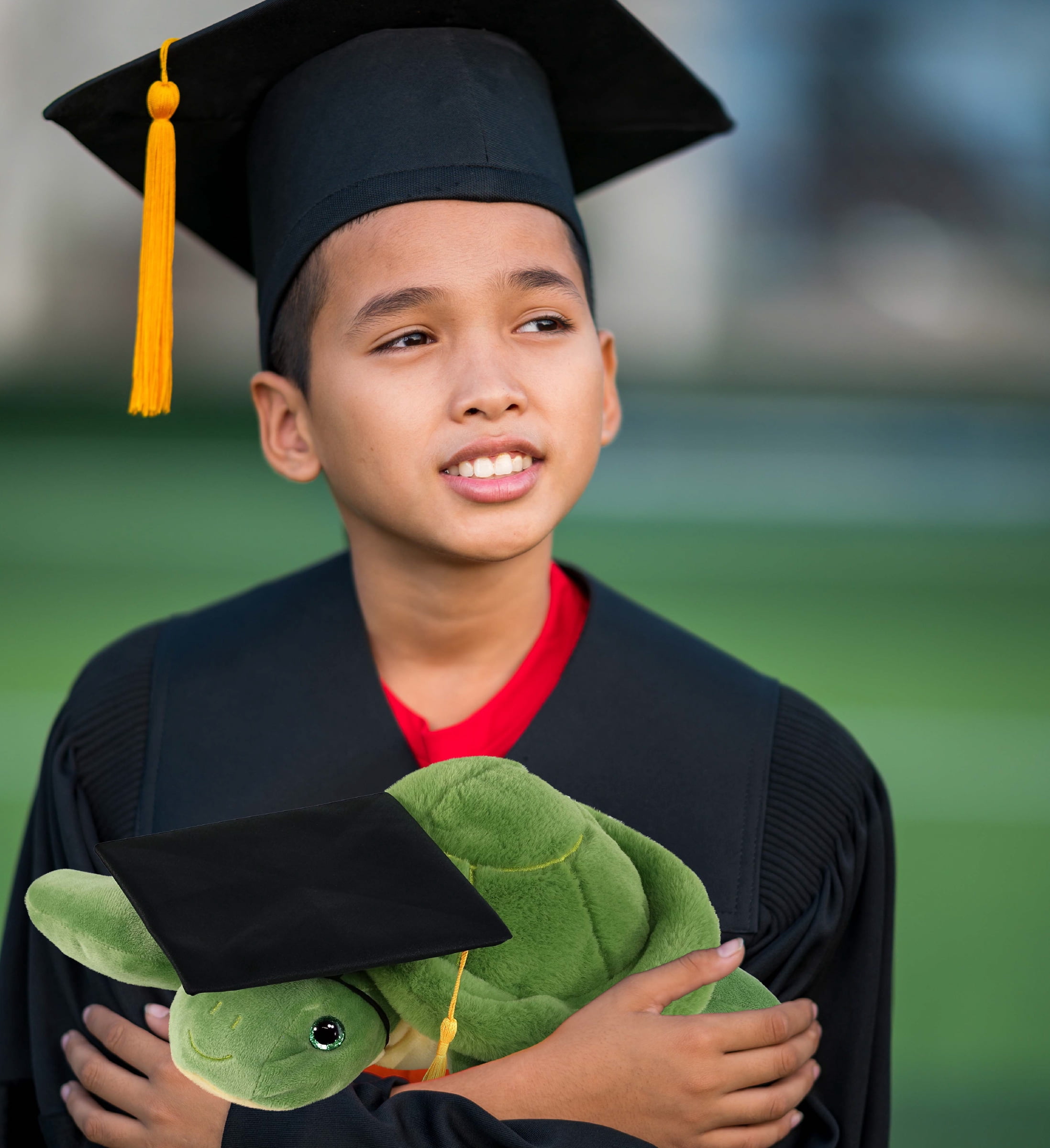 DolliBu Green Sea Turtle Graduation Plush Toy - Super Soft Turtle Graduation Stuffed Animal Dress Up with Graduation Cap with Tassel - Reward Celebration Grad Gift - 13 Inch