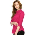thumbnail image 4 of Made by Johnny Women's 3/4 Sleeve Tailored Button Down Shirts M FUCSHIA, 4 of 6