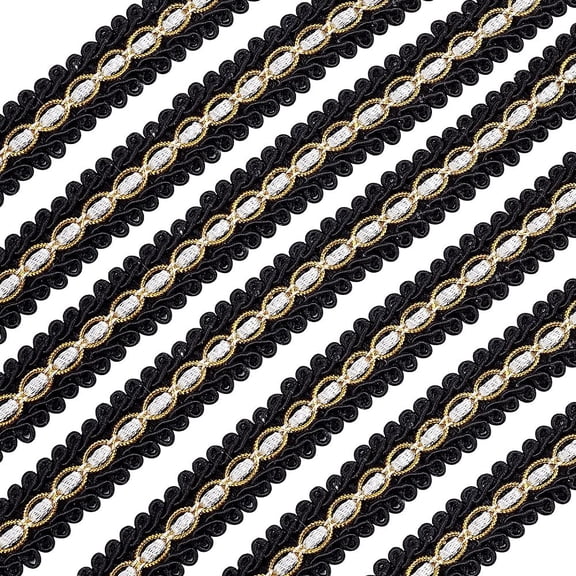 1card Black Braid Trim 18mm(W) x 13 Yards Polyester Ribbon Woven Gimp Fringe Trim Basic Trim Decorative Gimp Braid for Costume Crafts Sewing Jewelry Making Home Decoration