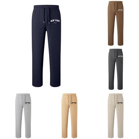 Wuxian Boys Baggy Sweatpants Christmas Solid Color Loose Fit Elastic Waist Festive Holiday Letter Print Trousers Wide Leg Cozy Soft Comfortable Playwear Streetwear For Boys Navy 6-7 Years