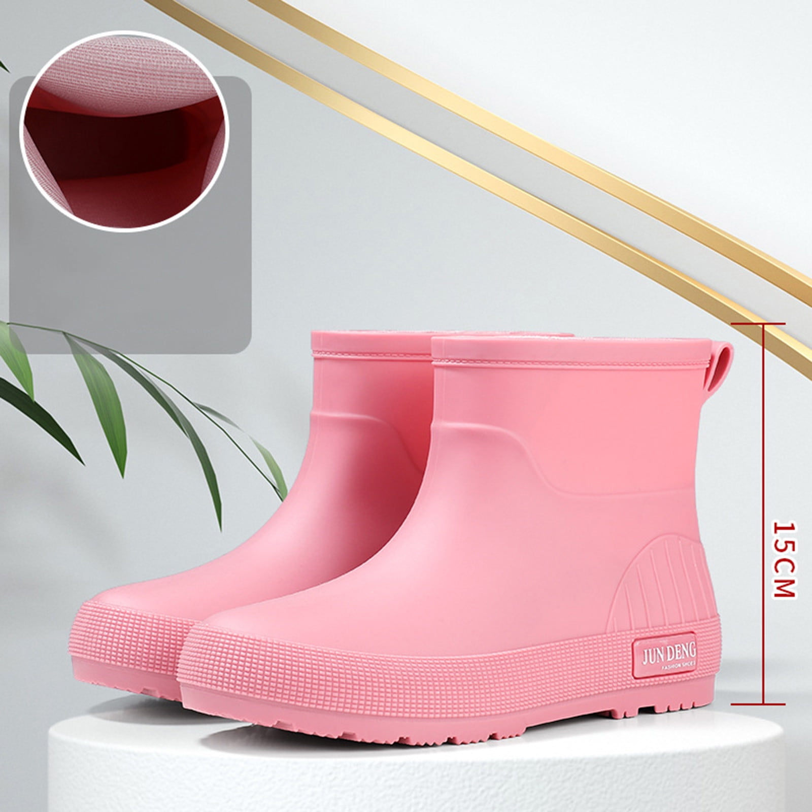 Taylonsss Women's Waterproof Rubber Rain Boots with Chunkys Heel for Fall and Winter Comfortable Height-Increasing Short Boots with Anti-Slip Sole for Outdoor Activities