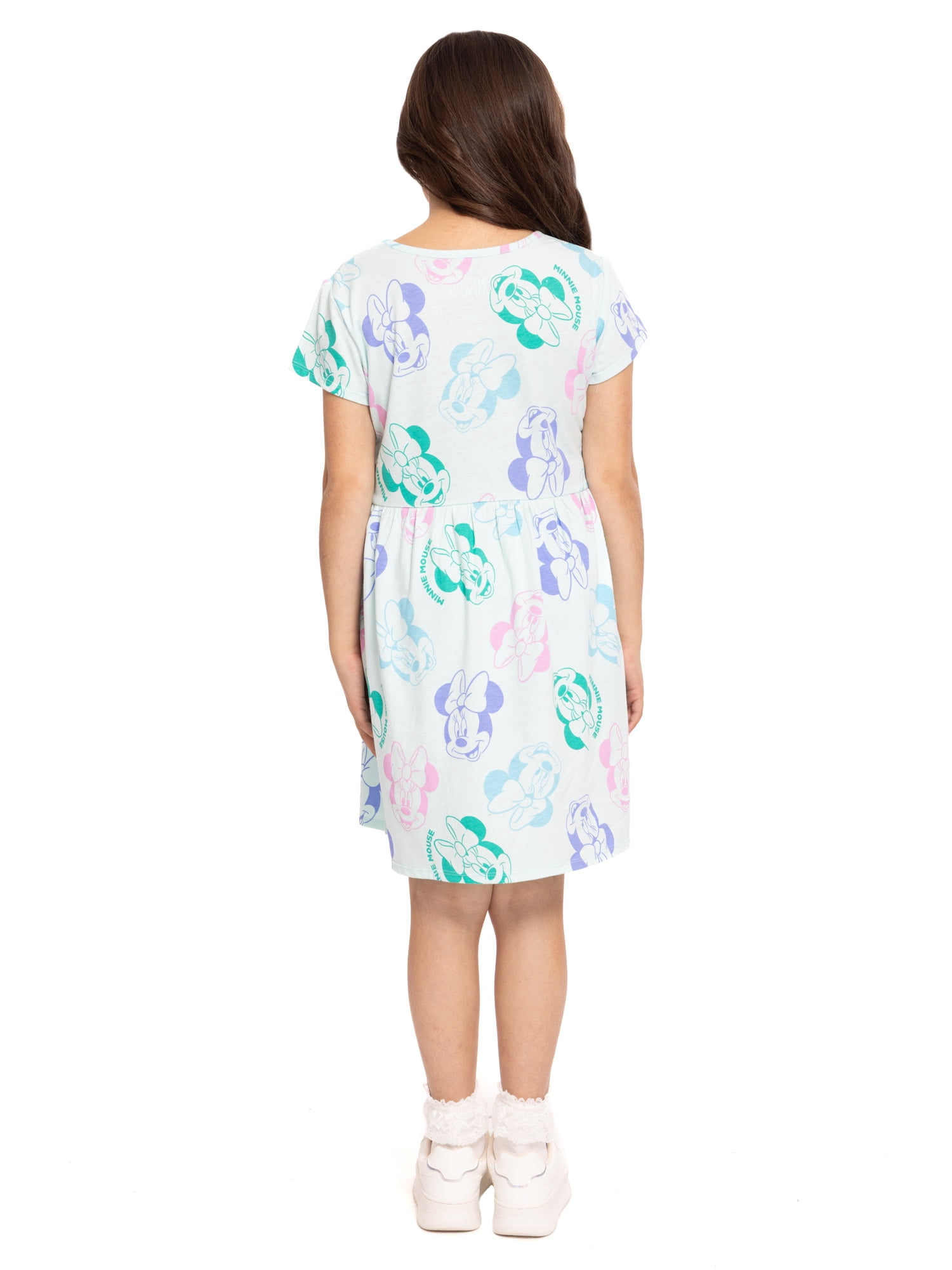Minnie Mouse Girls Print Dress with Short Sleeves, Sizes 4-12