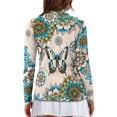 thumbnail image 2 of Yuyamidu Butterfly Golf Top for Women Golf Shirts Boho Flowers Long Sleeve Collared Tennis Shirt Comfy Quarter Zip Activewear Size L, 2 of 8