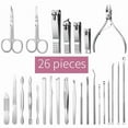 thumbnail image 3 of 26 Pieces Nail Clipper Set Nail Art Set Zipper Bag Rose Gold Dead Skin Pliers Pedicure Knife Acne Needle Manicure Set Gift (Rose Gold), 3 of 7