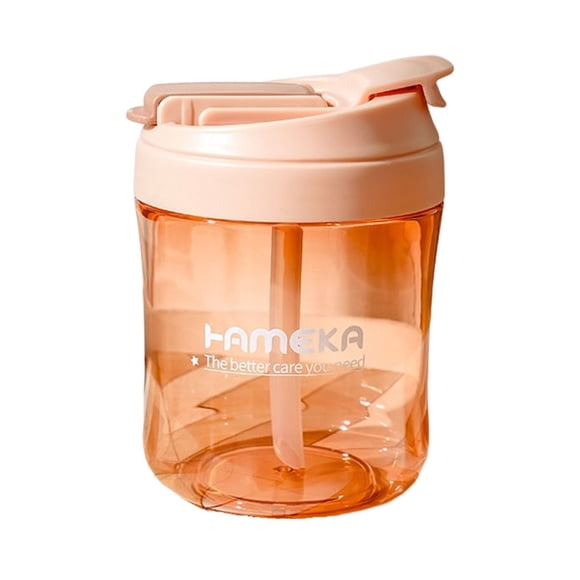Naiovety Botella creativa de agua con pajita, taza de café para beber de plástico, tazas transparentes a prueba de fugas, suministros para exteriores, Teteras Rosa