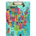 thumbnail image 1 of FMSHPON USA Map in Cartoon Style Clipboard Hardboard Wood Nursing Clip Board and Pull for Standard A4 Letter 13x9 inches, 1 of 5