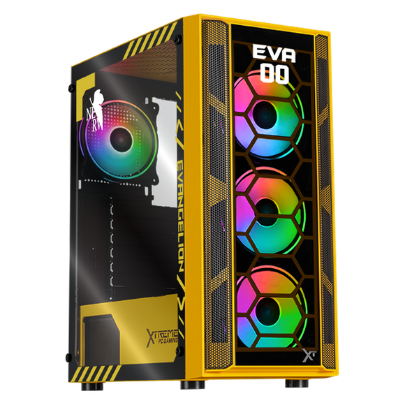 Gabinete XTREME PC GAMING Evangelion 00 Comic Edition Media Torre 4 Fan ARGB Amarillo CXTEV0YE