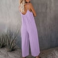 thumbnail image 5 of Iaqnaocc Jumpsuits For Women Plus Size Boho Summer Sleeveless Jumpsuits Rompers Casual Spaghetti Strap Overalls Jumpsuits Fashion Overalls Light Purple XL, 5 of 6