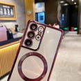 thumbnail image 4 of for Samsung Galaxy S21 Ultra Case Magnetic Clear with Camera Lens Protector Full Protection MagSafe Electroplated Silicone Slim Fit Shockproof Protective Phone Case 6.8 Inch - Purple, 4 of 13