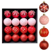 Hvmvliv Christmas Ornaments 16Pc 2.34inch Christmas Balls Pendant Shatterproof Crack Painted Xmas Hanging Balls Decoration for Christmas Tree Decoration Red